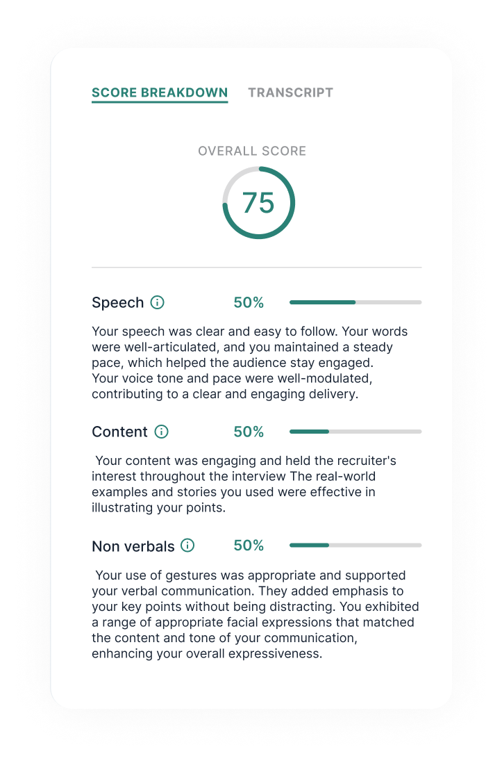 InterviewAI score breakdown